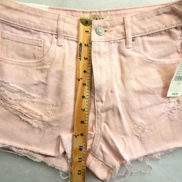 PacSun Womens High Rise Cut Off Short Shorts Denim Pink  Size 27 - Picture 6 of 8